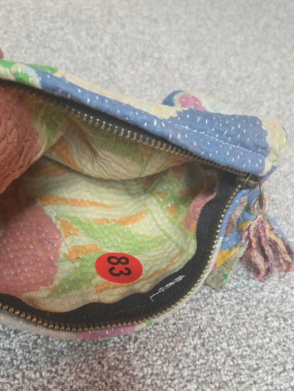 Blue Floral Kantha Pouch #83